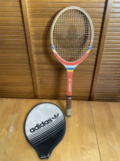 Raquette Tennis Ancienne ADIDAS Cadet Bois + Housse Sport Vintage #E24