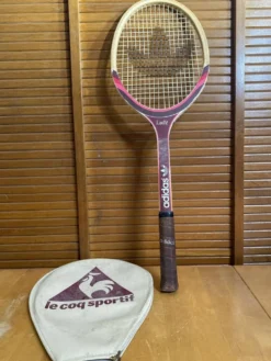 Raquette Tennis Ancienne ADIDAS Lady Bois + Housse COQ SPORTIF Vintage