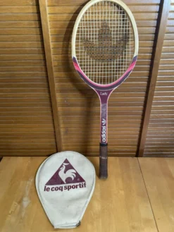 Raquette Tennis Ancienne ADIDAS Lady Bois + Housse COQ SPORTIF Vintage