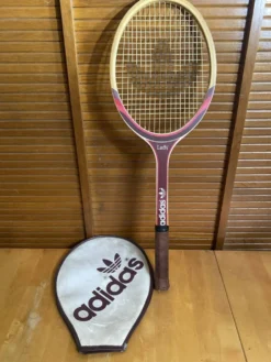 Raquette tennis ancienne adidas lady bois + housse vintage #e199