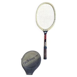 Raquette tennis ancienne adidas ilie nostase bois + housse noire vinta