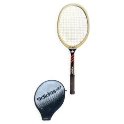 Raquette tennis ancienne adidas ilie nostase bois + housse vintage #e2
