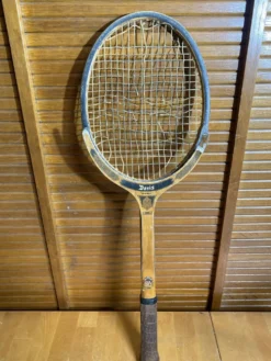Raquette Tennis Ancienne DAVIS Duke Bois + Housse Cuir Vintage #E218