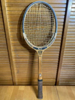 Raquette Tennis Ancienne DAVIS Duke Bois + Housse Cuir Vintage #E218