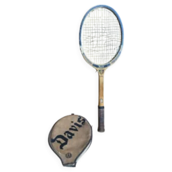 Raquette Tennis Ancienne DAVIS Duke Bois + Housse Cuir Vintage #E218
