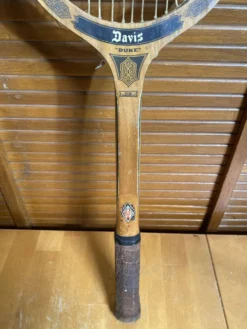 Raquette Tennis Ancienne DAVIS Duke Bois + Housse Cuir Vintage #E218