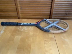 Raquette tennis ancienne donnay smacher pro bois + zéphyr sport vintag