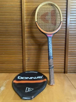 Raquette tennis ancienne donnay bjorn borg bois + housse vintage