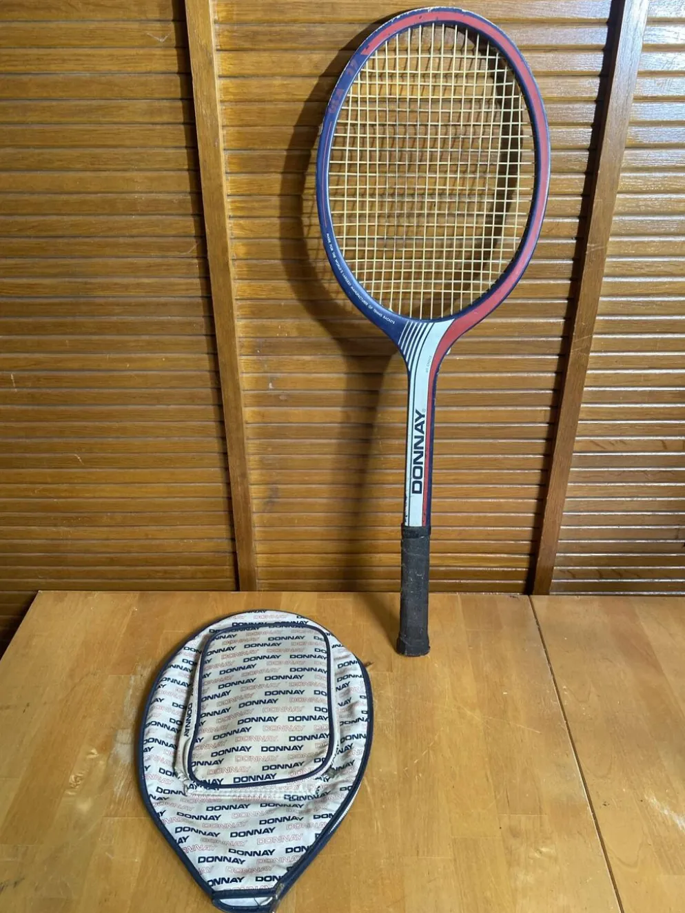 Raquette Tennis Ancienne DONNAY GLM 27 Bois + Housse Sport Vintage #E2