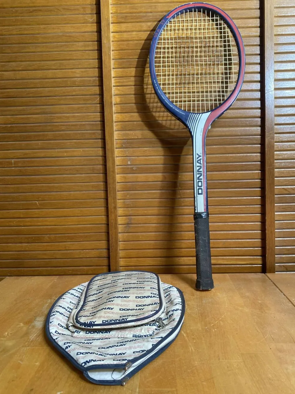 Raquette Tennis Ancienne DONNAY GLM 27 Bois + Housse Sport Vintage #E2