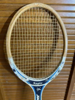 Raquette tennis ancienne dunlop saphir bois + housse sport vintage #e2