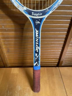 Raquette tennis ancienne dunlop saphir bois + housse sport vintage #e2