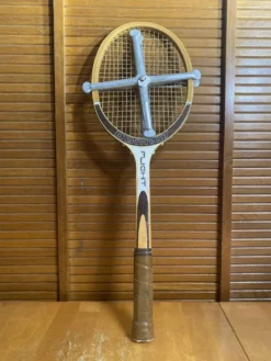 Raquette tennis ancienne dunlop flight bois + protection zéphyr vintag