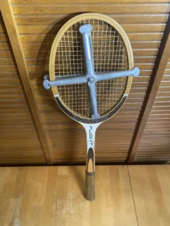 Raquette tennis ancienne dunlop flight bois + protection zéphyr vintag