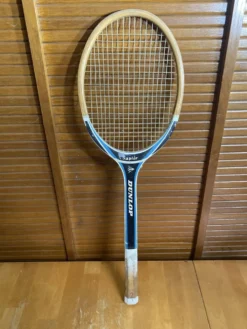 Raquette tennis ancienne dunlop saphir bois + housse dunlop vintage #e