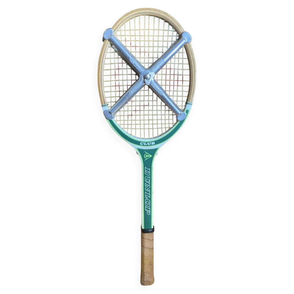 Raquette tennis ancienne dunlop club bois + protection zéphyr vintage