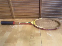 Raquette tennis ancienne gauthier & fils andré dupont bois + housse #e