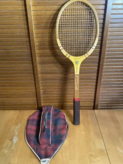 Raquette tennis ancienne gauthier & fils andré dupont bois + housse #e