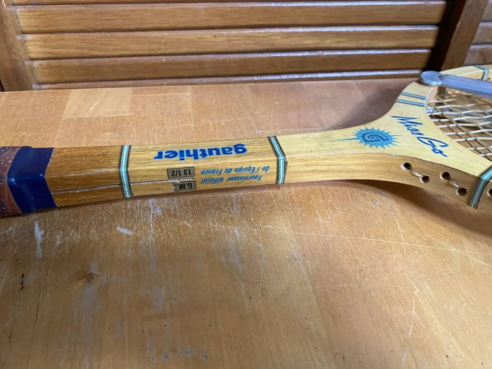 Raquette Tennis Ancienne GAUTHIER Miss Go Bois + Housse + Zephyr Vinta