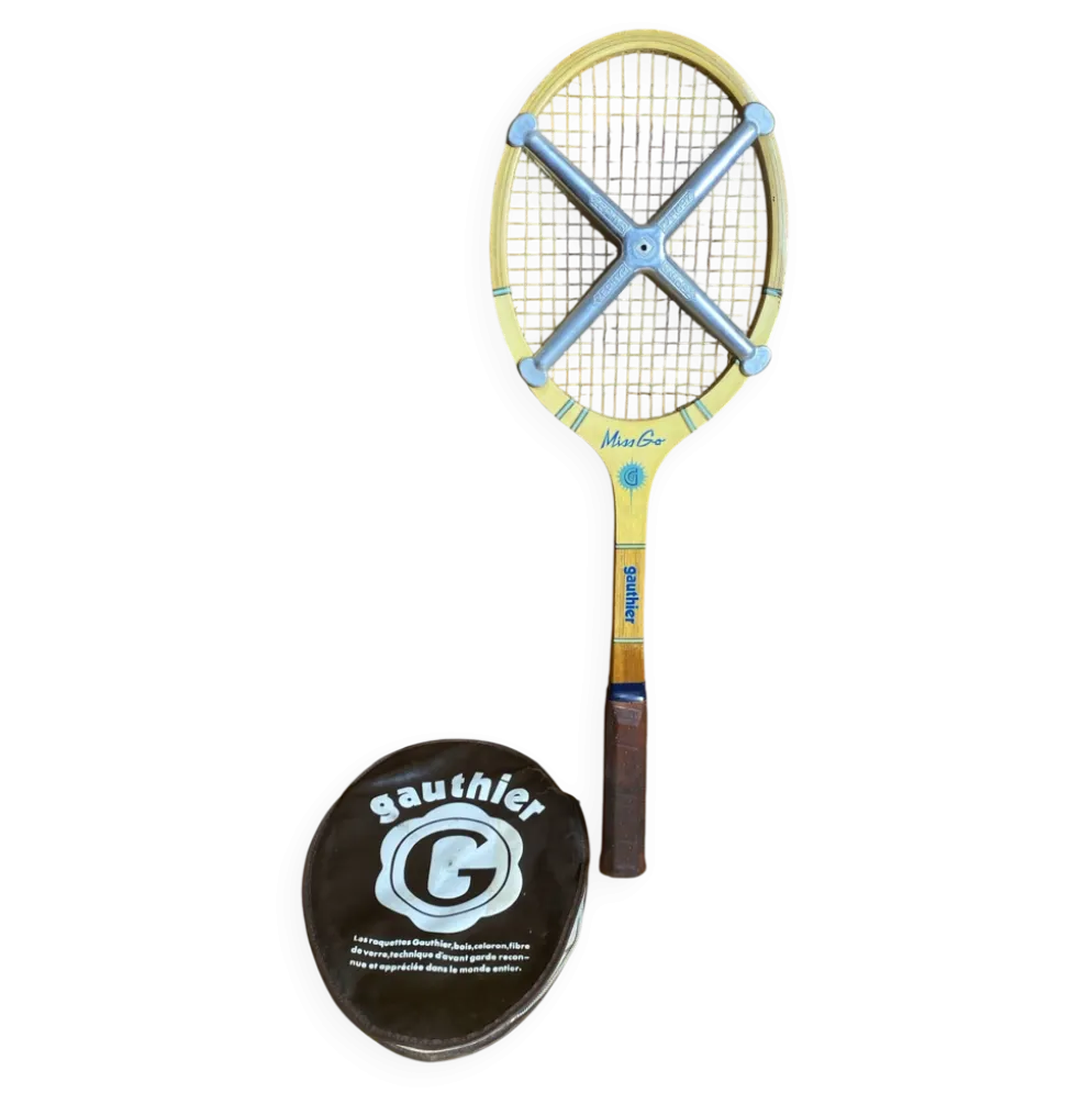 Raquette Tennis Ancienne GAUTHIER Miss Go Bois + Housse + Zephyr Vinta