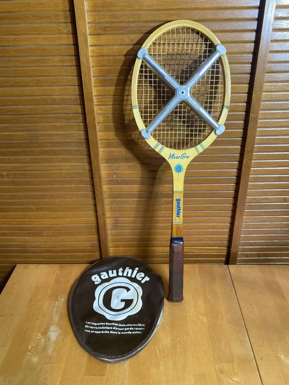 Raquette Tennis Ancienne GAUTHIER Miss Go Bois + Housse + Zephyr Vinta