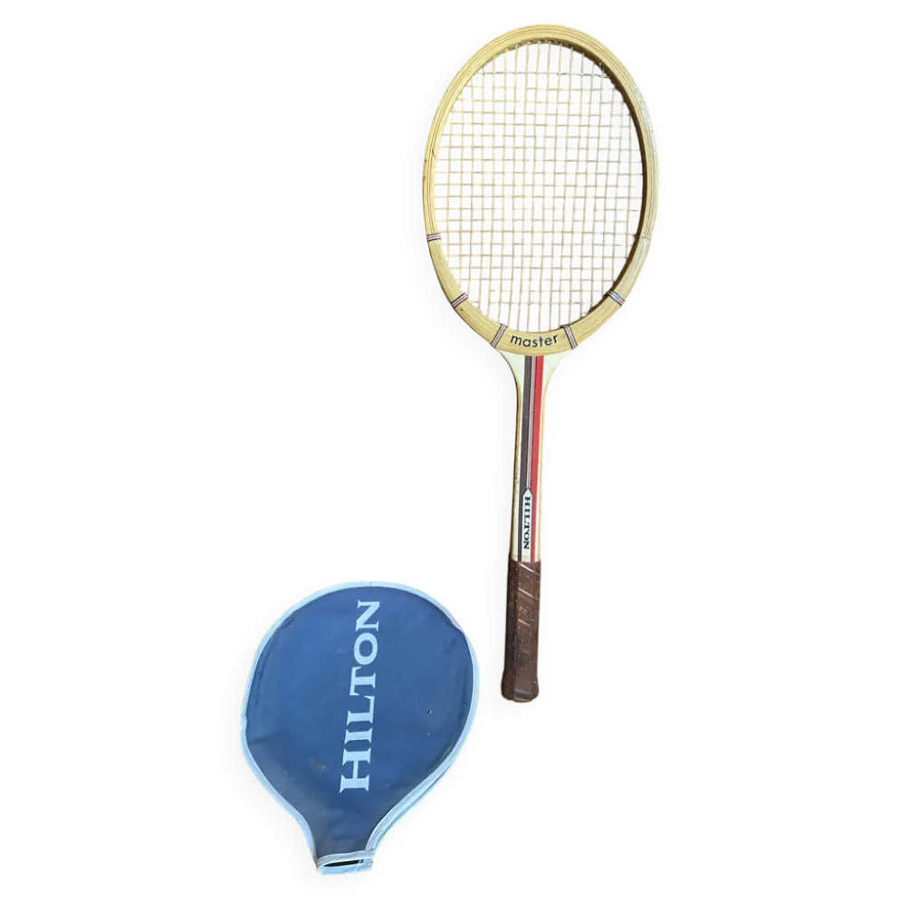 Raquette Tennis Ancienne HILTON Master Bois + Housse Vintage