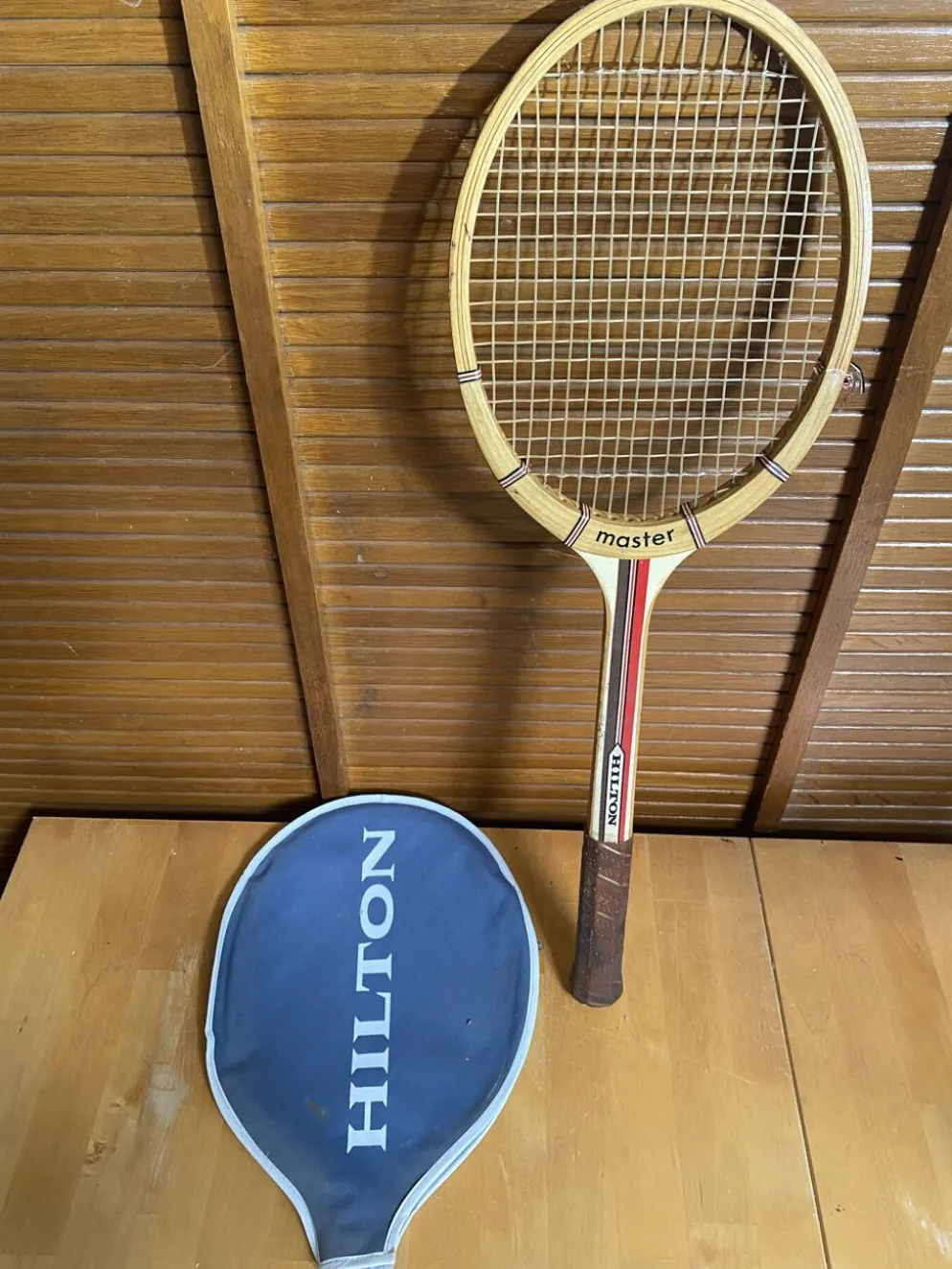 Raquette Tennis Ancienne HILTON Master Bois + Housse Vintage