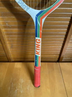 Raquette Tennis Ancienne KING Start Play Bois + Protection ZEPHYR Vint