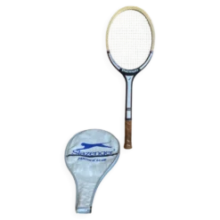 Raquette tennis ancienne snauwaert trainer bois + housse slazenger vin