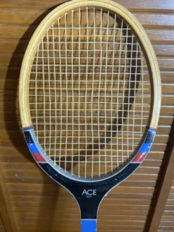 Raquette Tennis Ancienne SPORT 200 Ace Big’s Bois + Housse Rouge Vinta