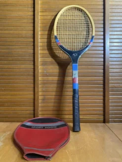 Raquette Tennis Ancienne SPORT 200 Ace Big’s Bois + Housse Rouge Vinta