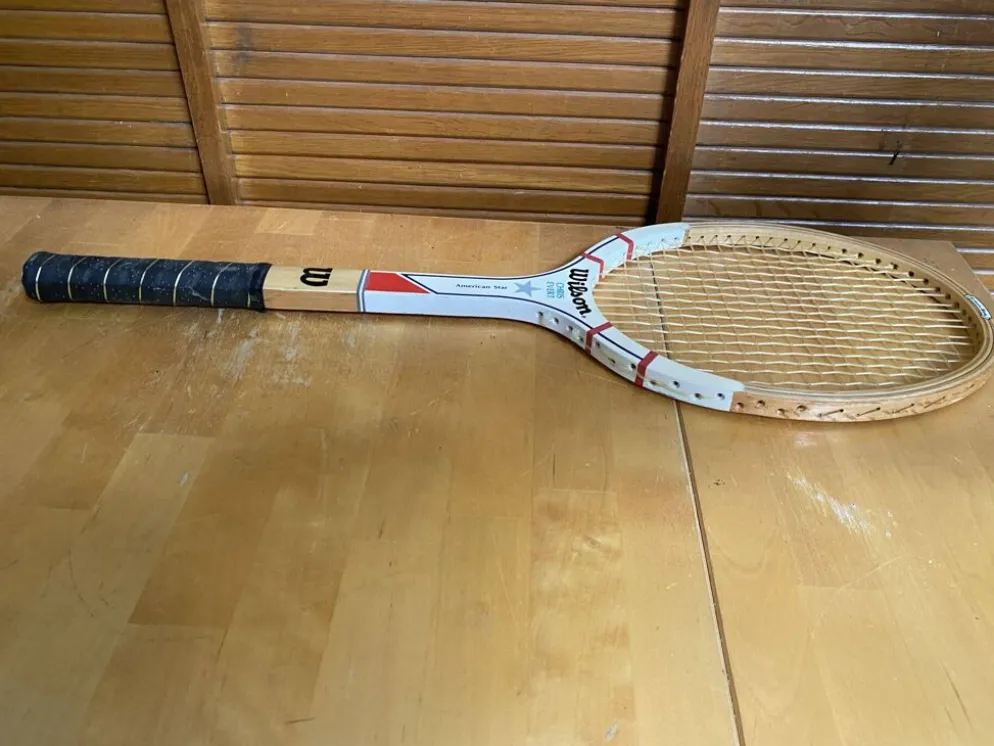Raquette tennis ancienne wilson chris évent américain star bois vintag
