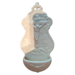 Rare bénitier d'applique faience fine C&M