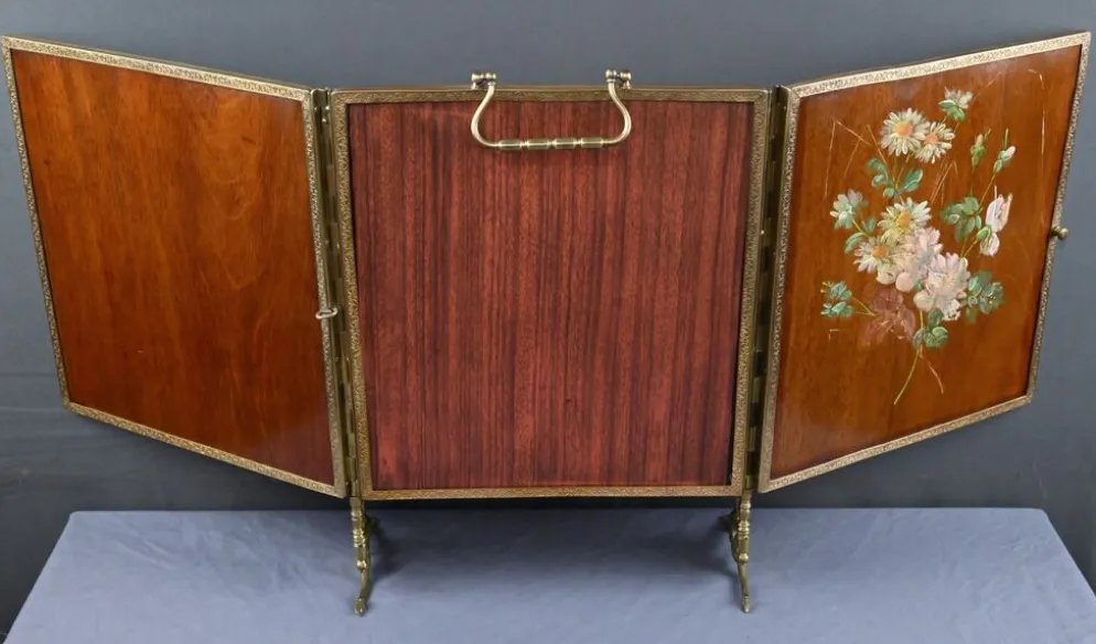 Rare miroir triptyque en bronze – 1900