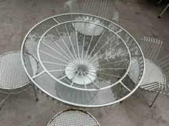 Rare salon de jardin Mathieu Matégot – Ensemble CAP d’Ail 5 pièces