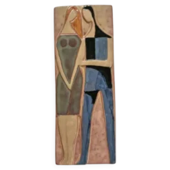 Rare sculpture murale en céramique des années 70, amoureux.