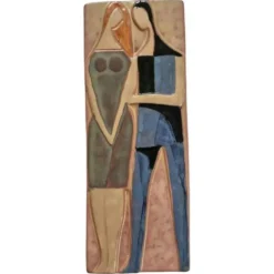 Rare sculpture murale en céramique des années 70, amoureux.