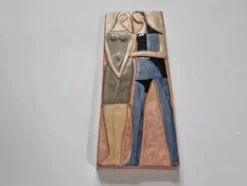 Rare sculpture murale en céramique des années 70, amoureux.