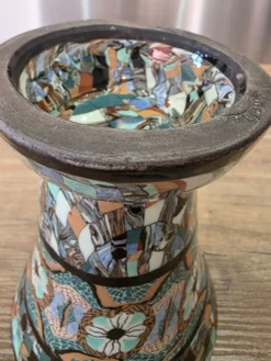 Rare vase diabolo Jean Gerbino Vallauris 15 cm Terres mêlées mosaïque