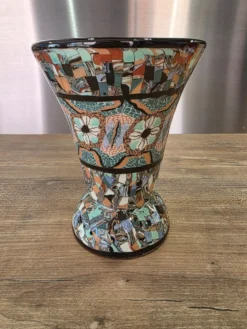 Rare vase diabolo Jean Gerbino Vallauris 15 cm Terres mêlées mosaïque