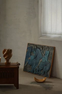 Relief mural moderne européen du milieu du 20e siècle avec motif figuratif