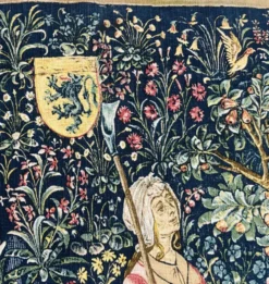 Reproduction de la tapisserie murale tissée à la main "Récolte de fruits 16e siècle. Musée du Louvre"