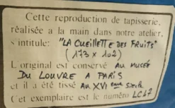 Reproduction de la tapisserie murale tissée à la main