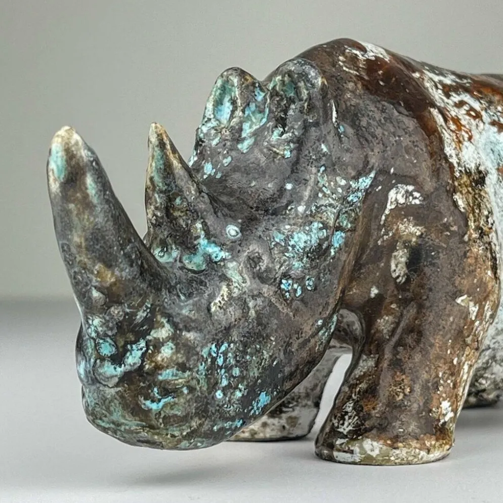 Rhinocéros en céramique, Italie, années 1970