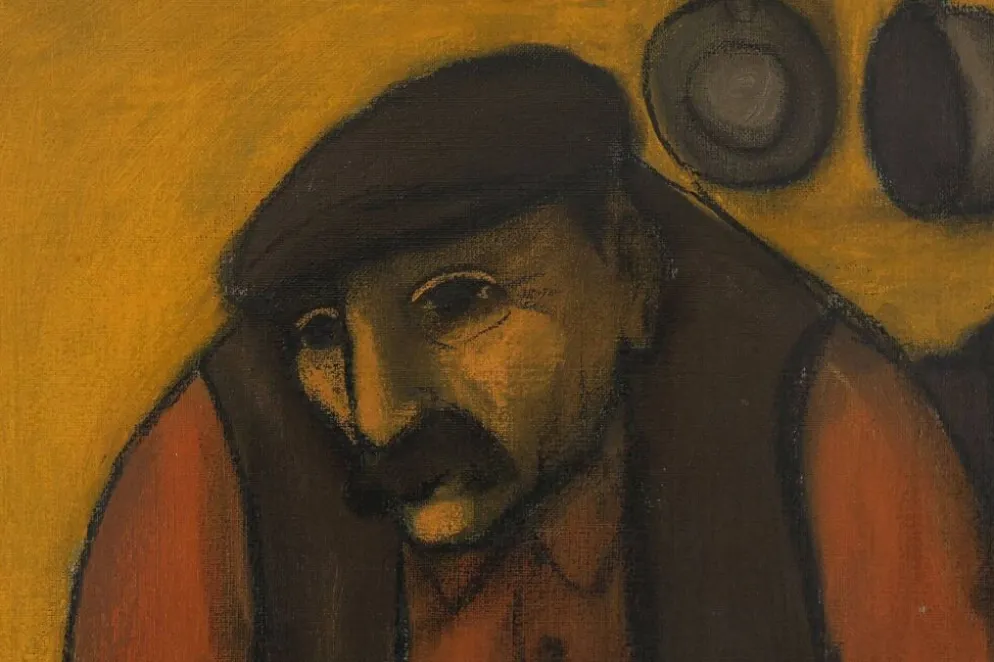 Robert Deman, Homme Solitaire, années 1940, huile sur toile, encadré