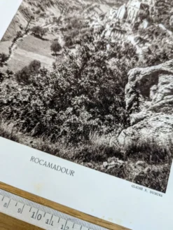 Rocamadour, Lot, planche photo imprimée en 1942. Par Pierre Dubure.
