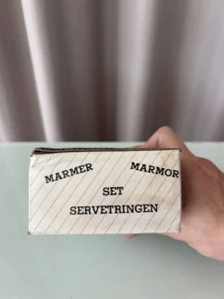 Ronds de serviette en marbre blanc vintage – Ensemble de 6 – Boîte d'origine