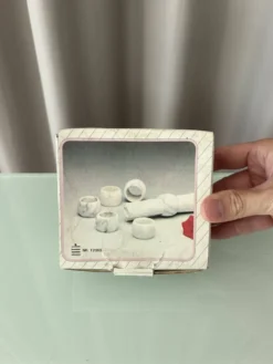 Ronds de serviette en marbre blanc vintage – Ensemble de 6 – Boîte d'origine