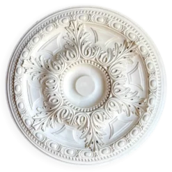 Rosace en staff blanc, décor rinceaux et frise perlée ⌀ 61 cm