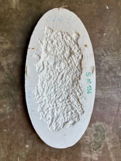 Rosace ovale en staff blanc, décor rinceaux 32 x 63 cm
